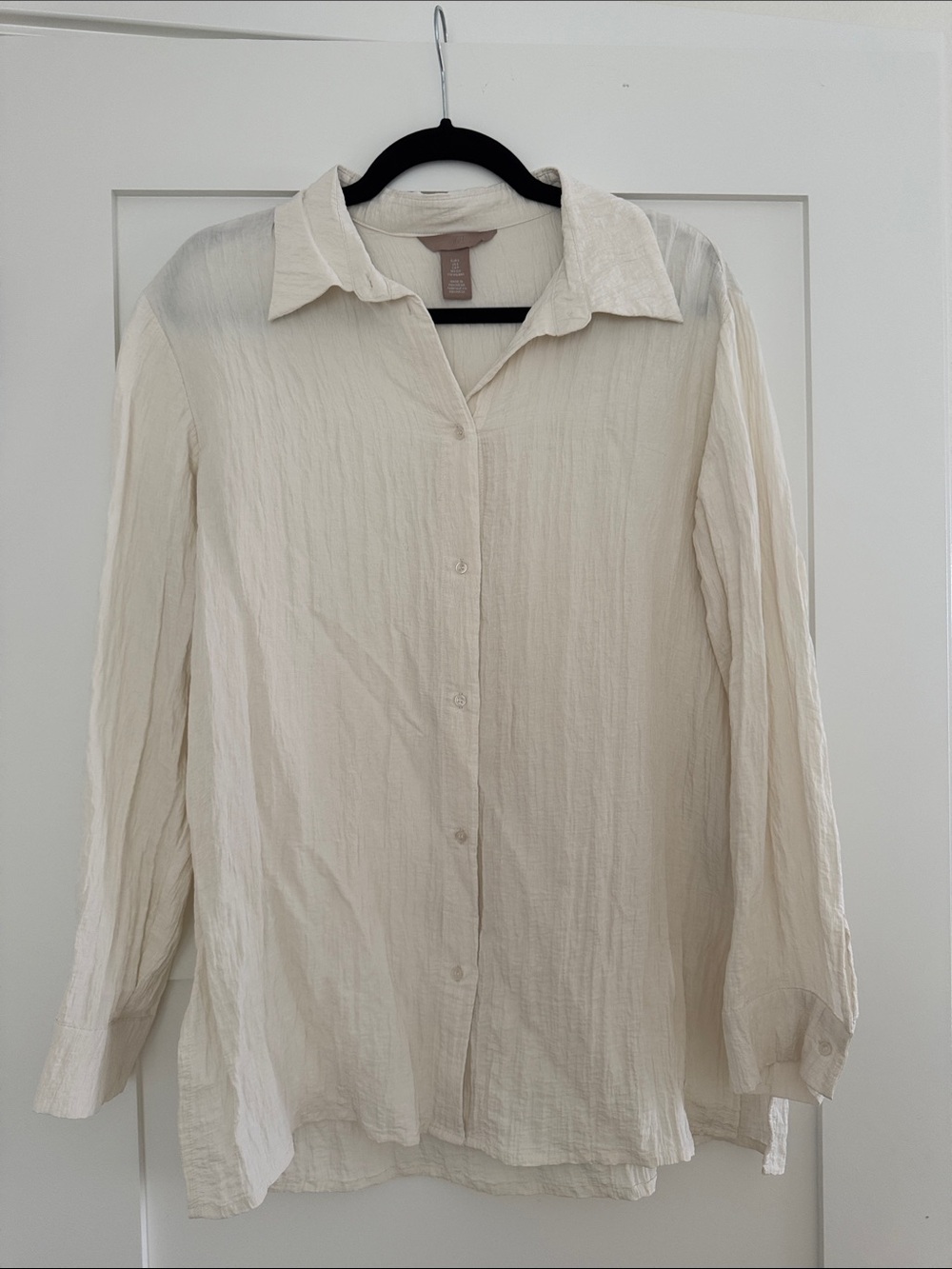 Light Cream Button-Front Textured Top